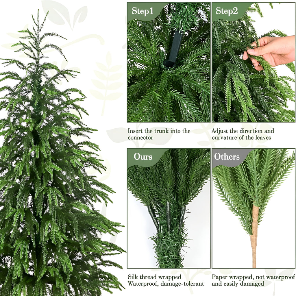 XIBUFE 2 Foot Artificial Norfolk Pine Christmas Tree with Pot, Realistic Potted Plant for Front Porch, Indoor Outdoor Garden, and Entryway Holiday Decor