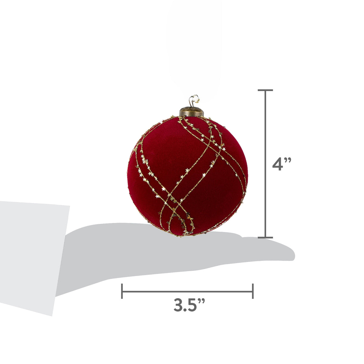 8-Count Red and Gold Glitter Velvet-Feel Shatterproof Christmas Ornaments, 4", by Holiday Time