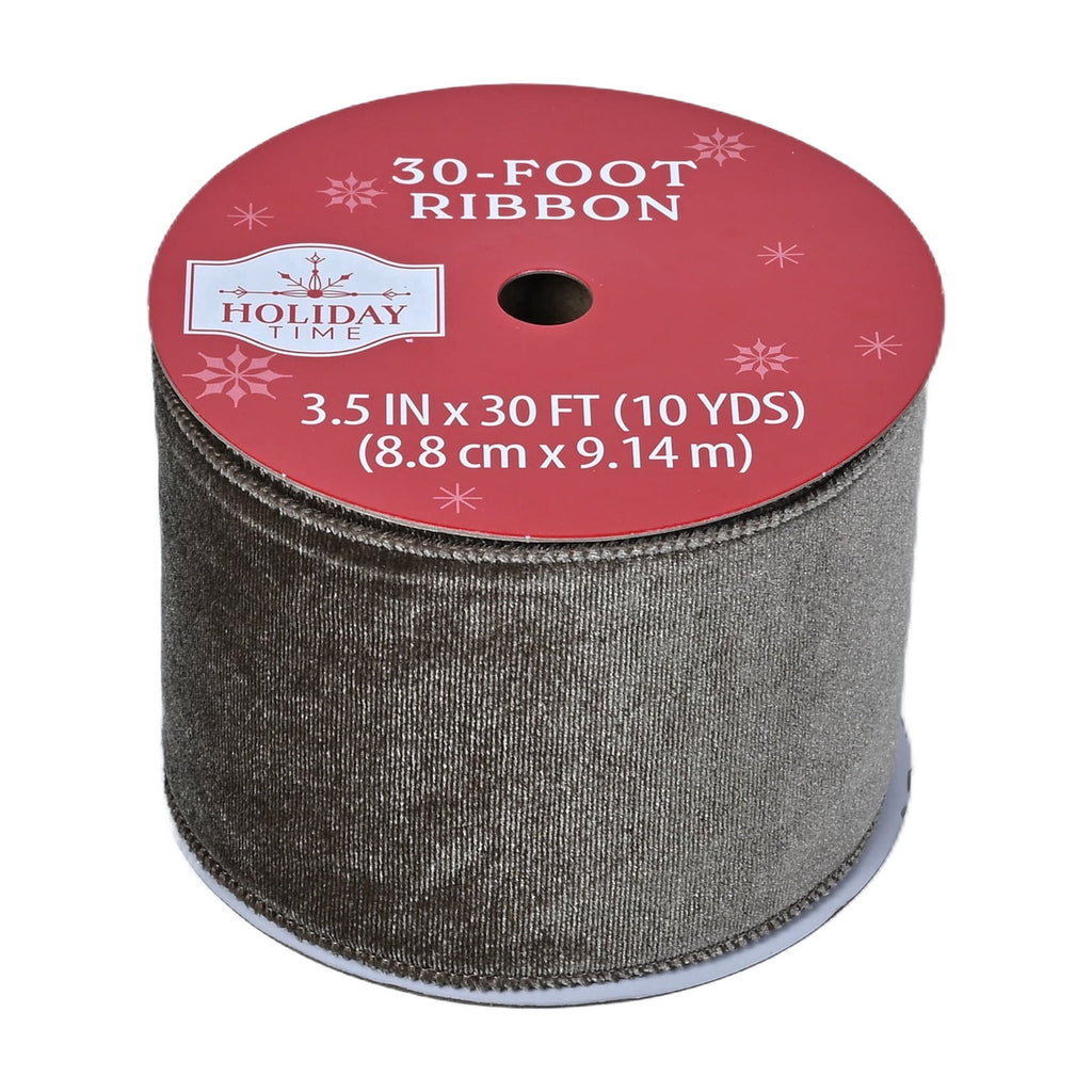 Bronze Velvet Christmas Ribbon, 3.5" x 30', by Holiday Time