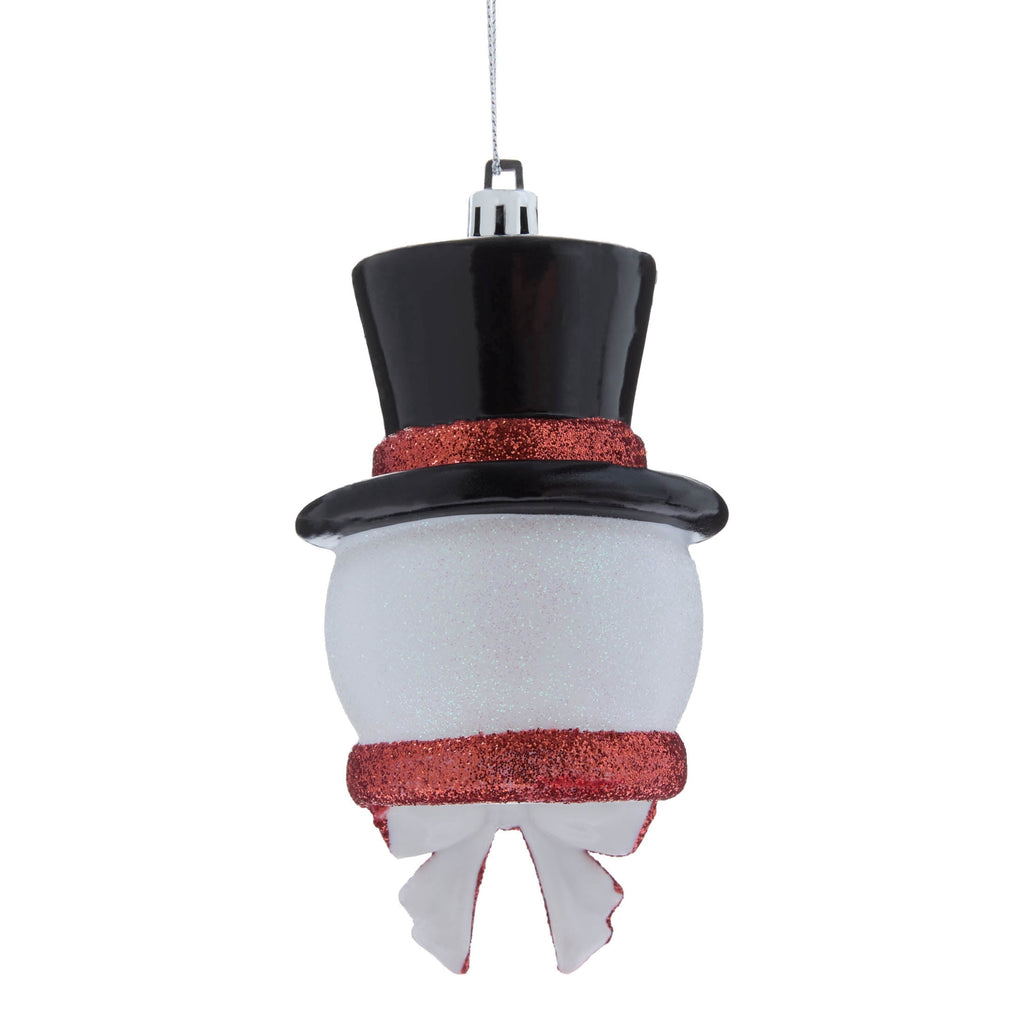 Red/White/Black Glitter Snowman Head Christmas Ornament, 4.8", by Holiday Time