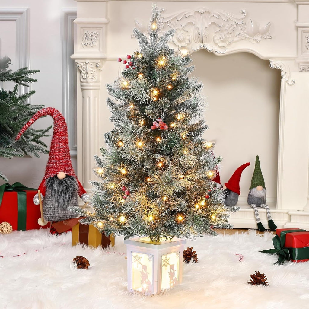 3ft Pre-Lit Fiber Optic Christmas Tree, 78 Dual-Color LED Lights with 8 Modes, Tabletop Xmas Tree for Home Office Party Decor (1pc or 2pcs)