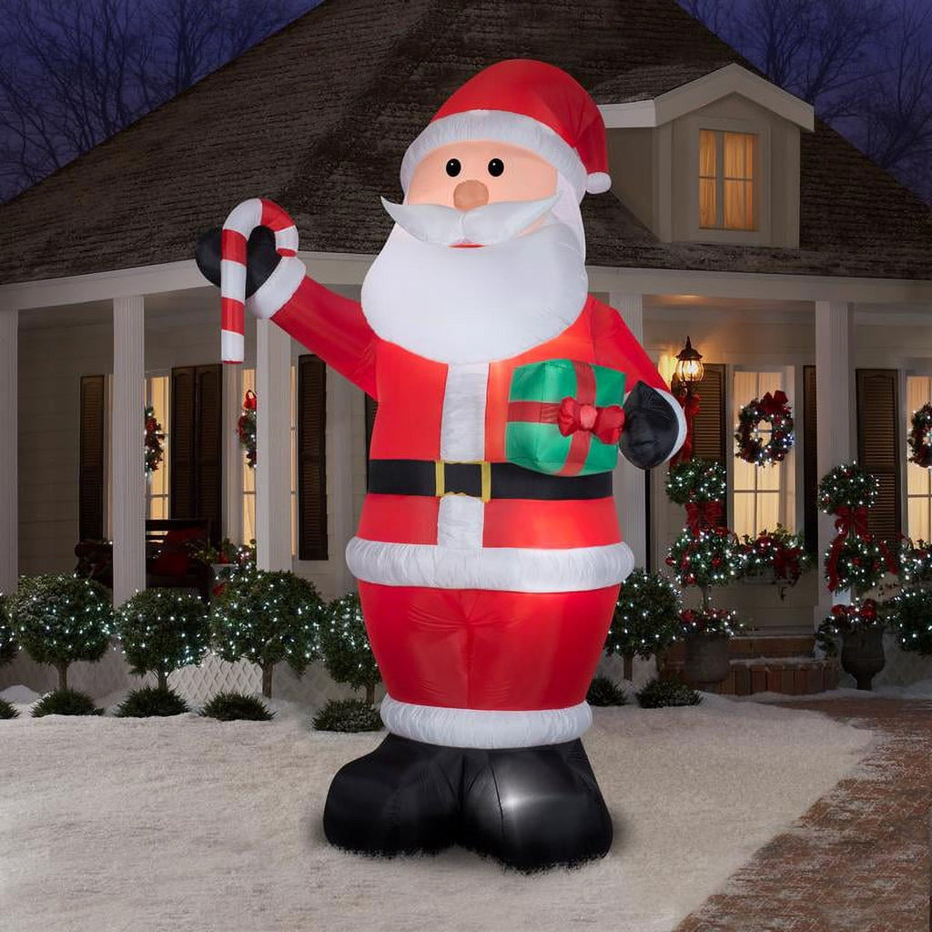 Airblown® Giant Santa with Gift and Candy Cane 82" Inflatable Christmas Outdoor Yard Decor