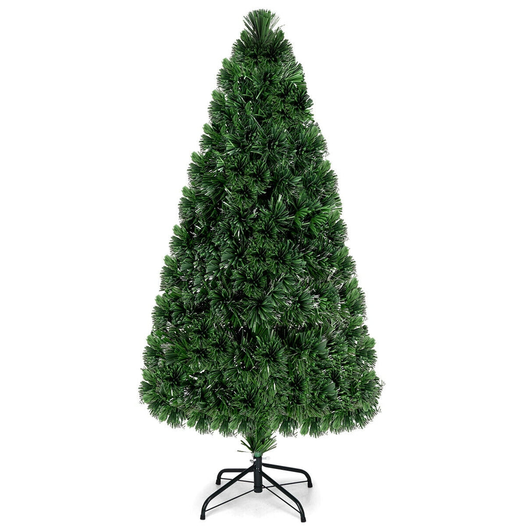 Costway 6Ft Pre-Lit Fiber Optic PVC Christmas Tree Metal Holiday