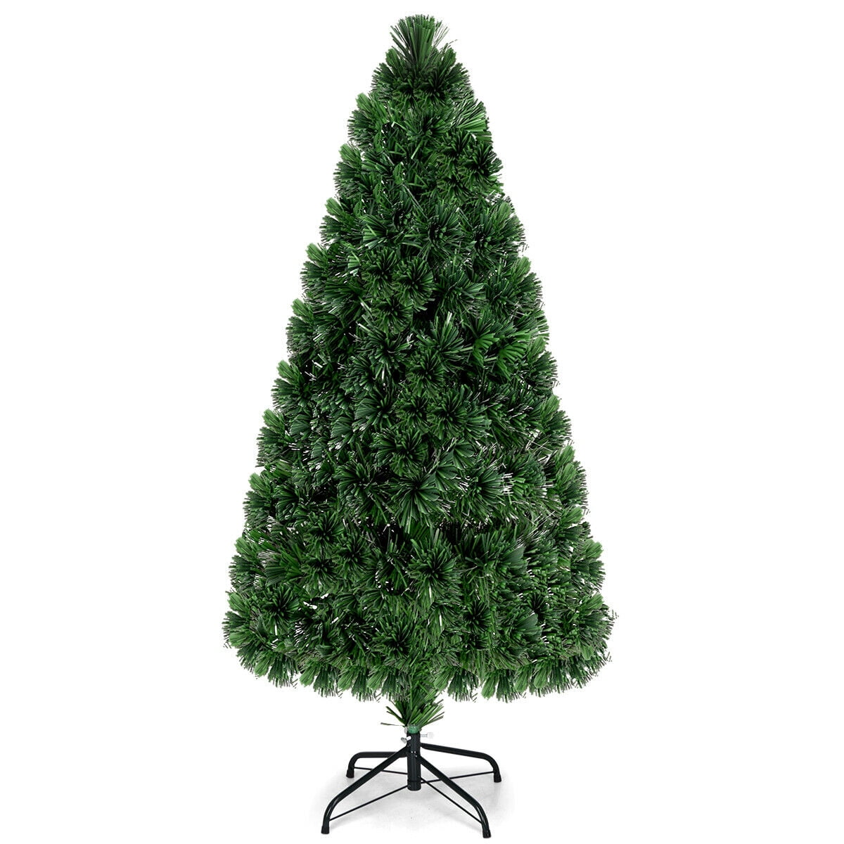 Costway 6Ft Pre-Lit Fiber Optic PVC Christmas Tree Metal Holiday