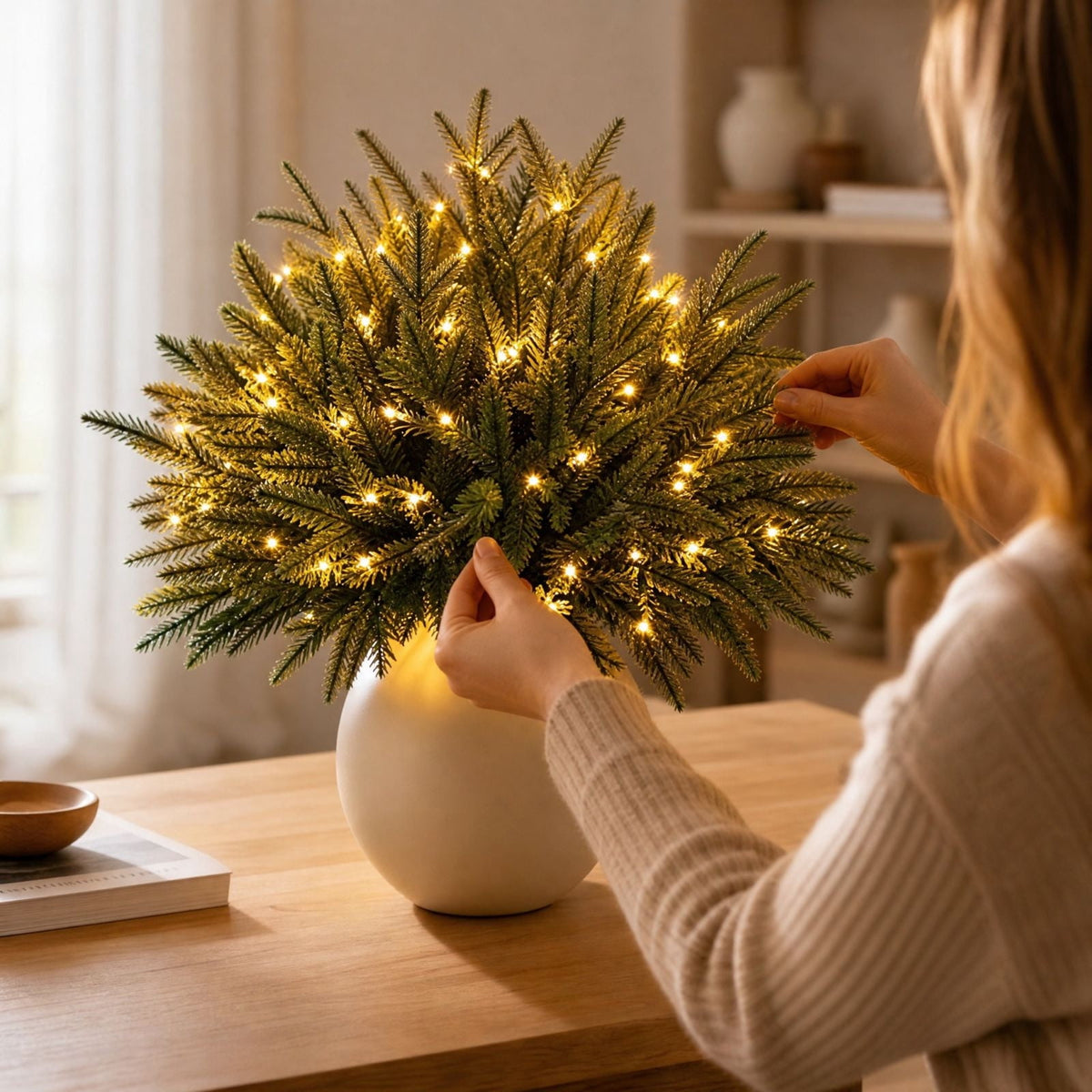 Clearance! Christmas Twinkling Enchanted Evergreen Pine Tree with Lights, Christmas Decoration. Gift (5 Pine)