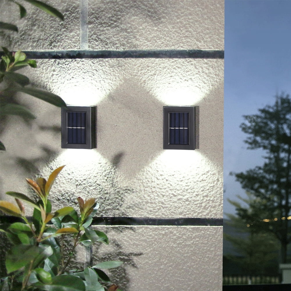GRNSHTS Outdoor Solar 2 LED Deck Lights Path Garden Patio Pathway Stairs Step Fence Lamp (Colorful Light ,2PCS)