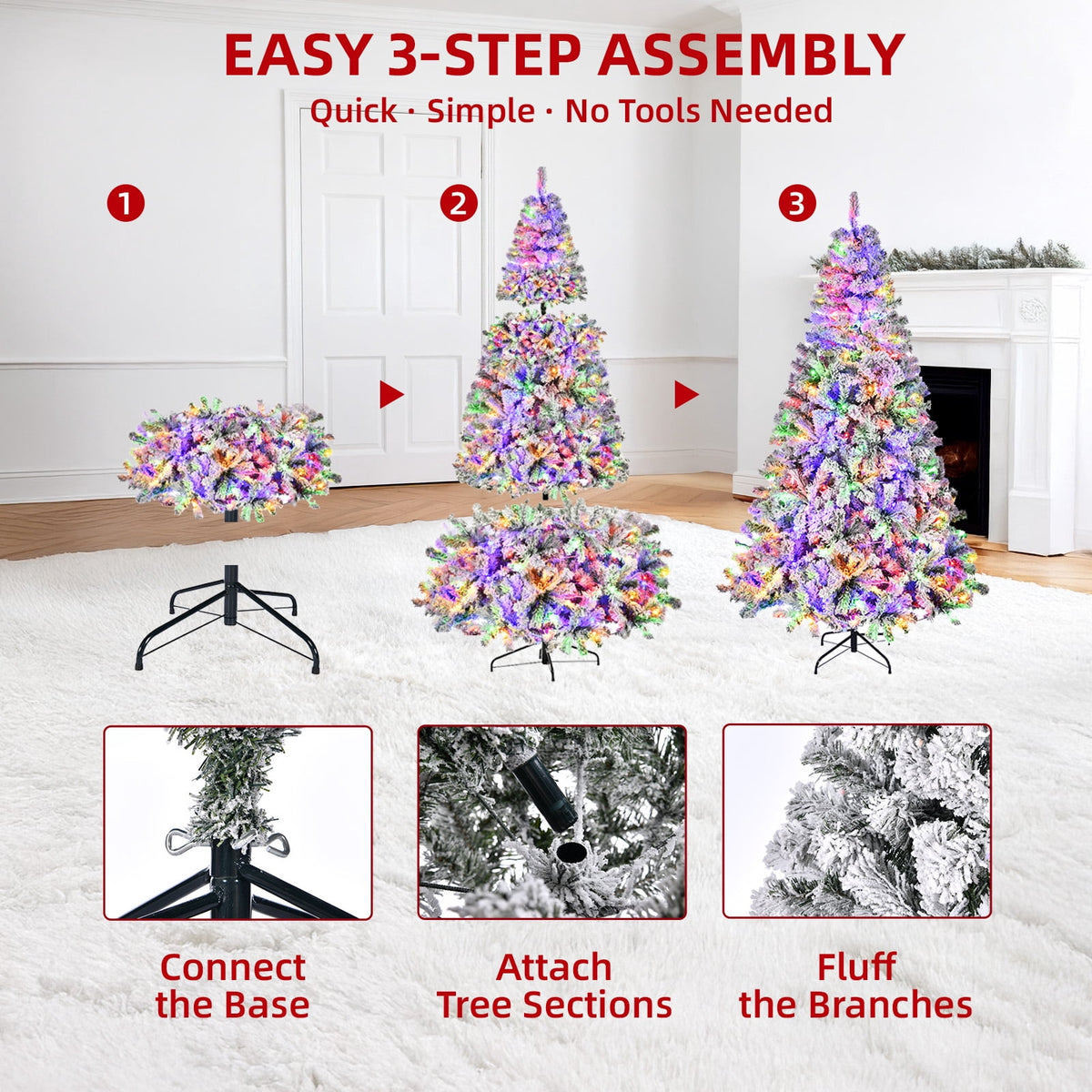 Fenbeli 6ft Artificial Christmas Tree with Metal Base, Indoor Outdoor Green