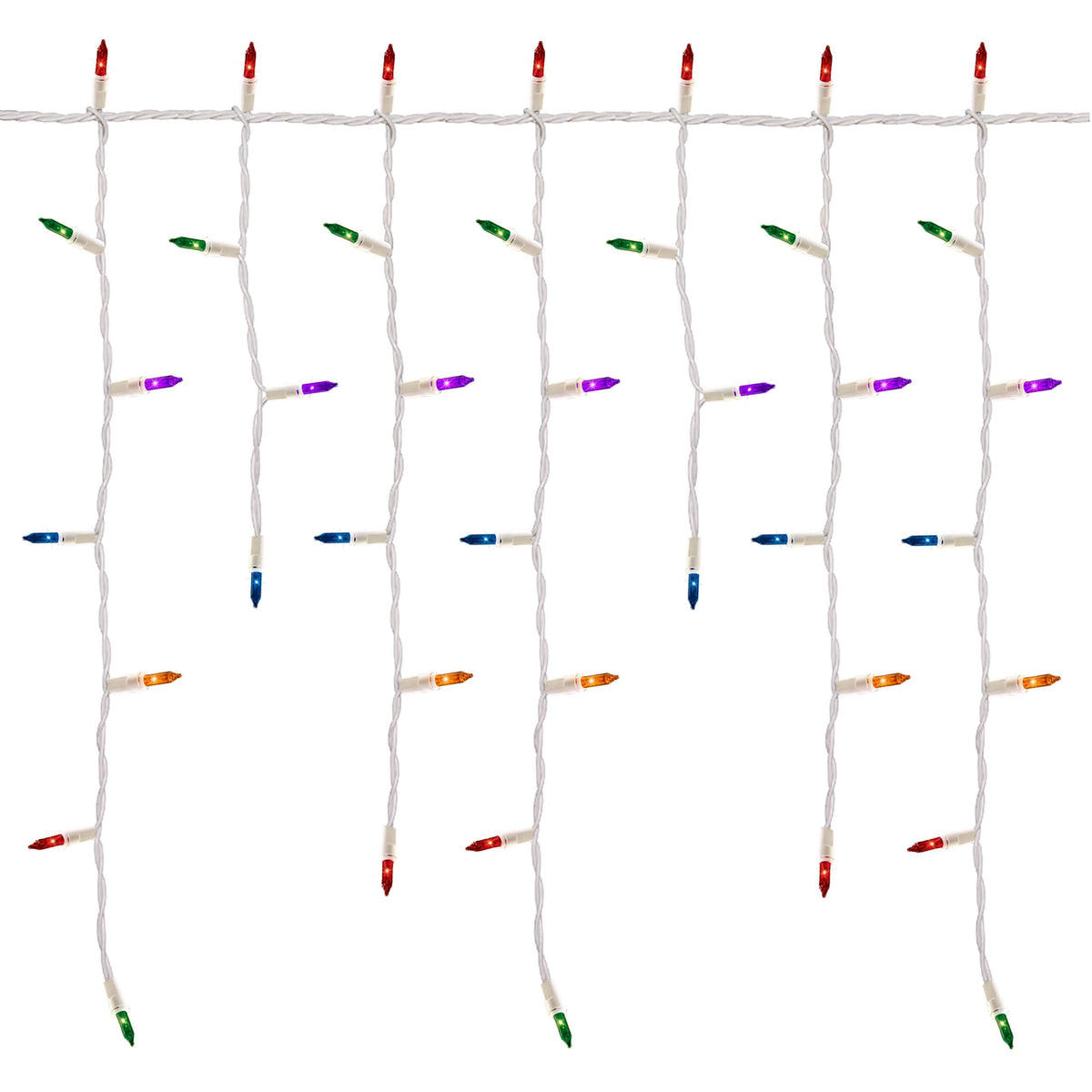 Indoor/Outdoor 300-Count Incandescent Christmas Icicle Lights, Multicolor, White Wire, 18', by Holiday Time