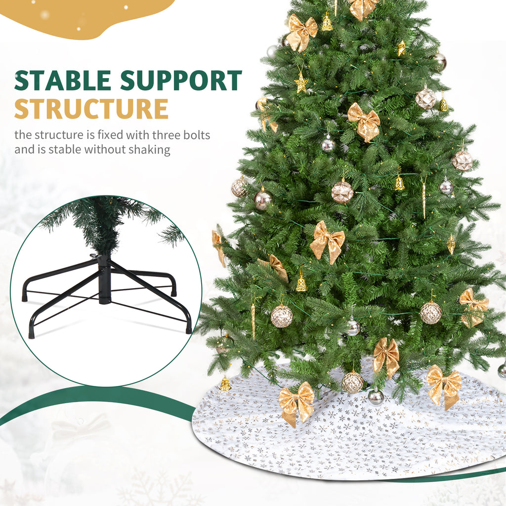 UBesGoo 7.5ft DIY Christmas Tree, Hinged Artificial Pine with 400 Warm LEDs & Golden Ornaments, Includes Tree Skirt, Green