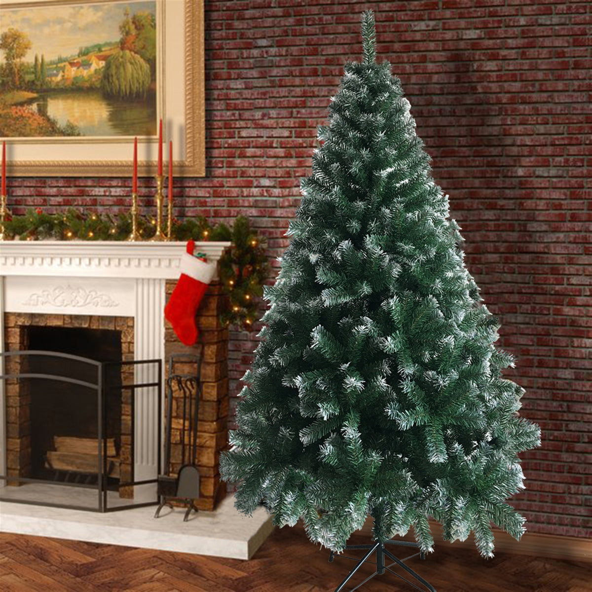 Resenkos 6FT Iron Leg White PVC 650 Branches Christmas Tree, Green