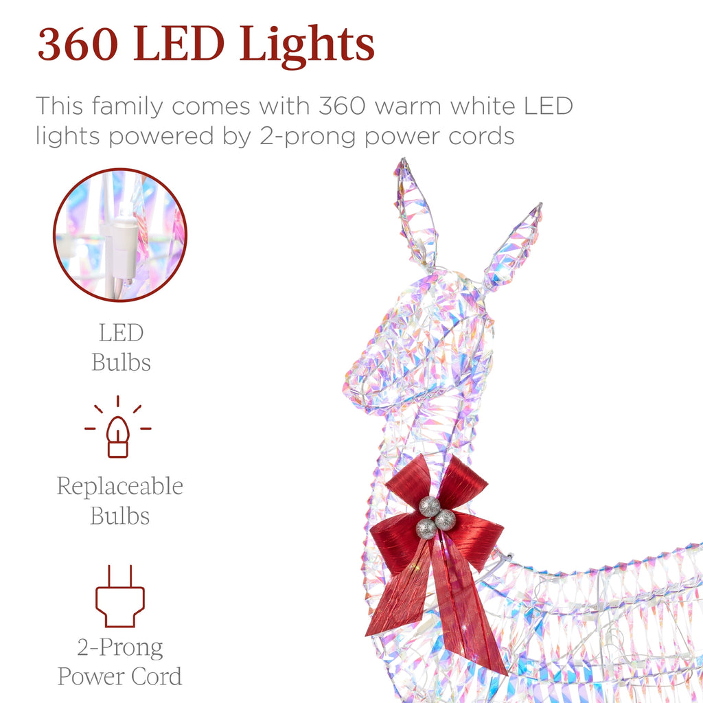 Best Choice Products 3-Piece Lighted Christmas Deer Set Outdoor Yard Decoration w/ 360 LED Lights, Stakes - White