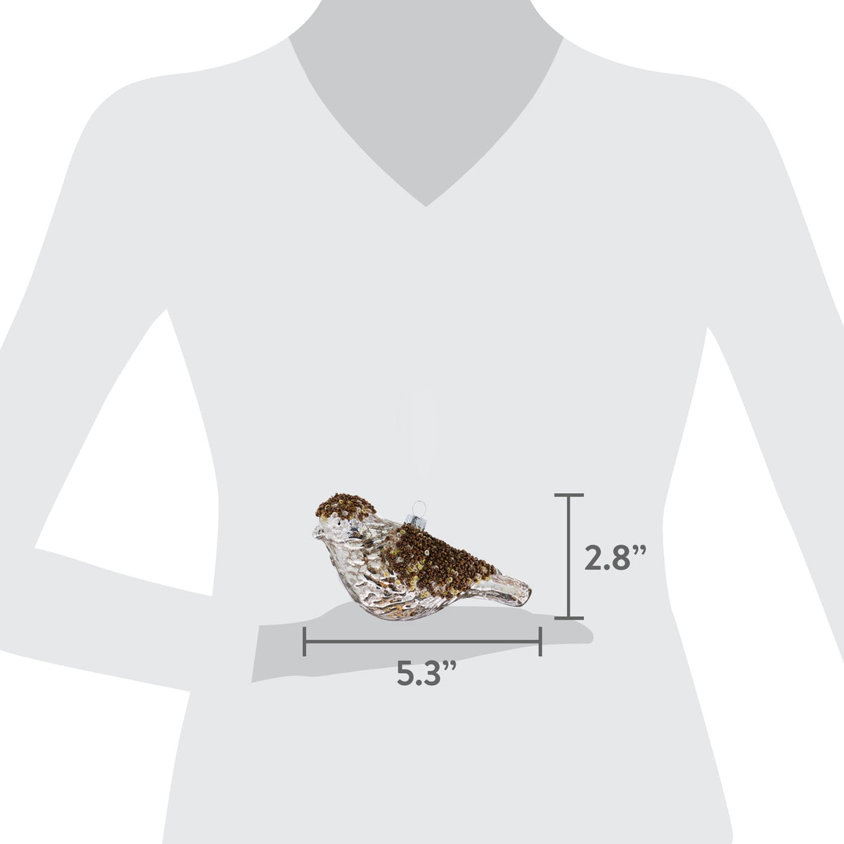 Brown Beaded Glass Bird Christmas Ornament, 2.8", by Holiday Time