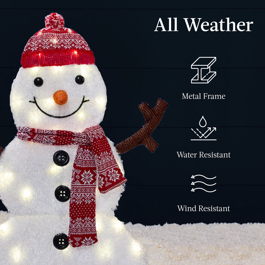 Best Choice Products 3-Piece 2D Lighted Snowman Family Set Outdoor Yard Decor w/ 135 Twinkling LED Lights