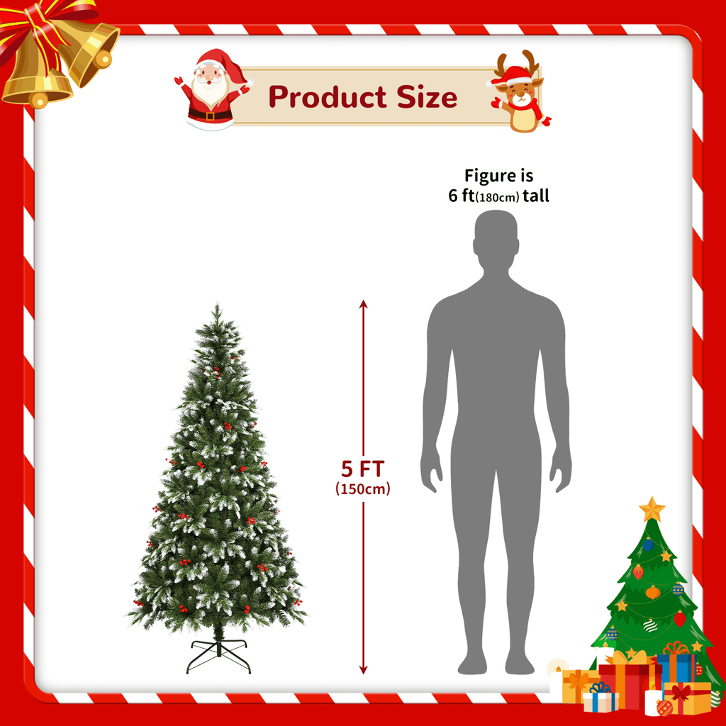 Vowella 6ft Artificial Christmas Tree with 500 PE&PVC Mixed Branch Tips, Unlit Hinged Premium Spruce Fake Xmas Trees, Sturdy Base, Green