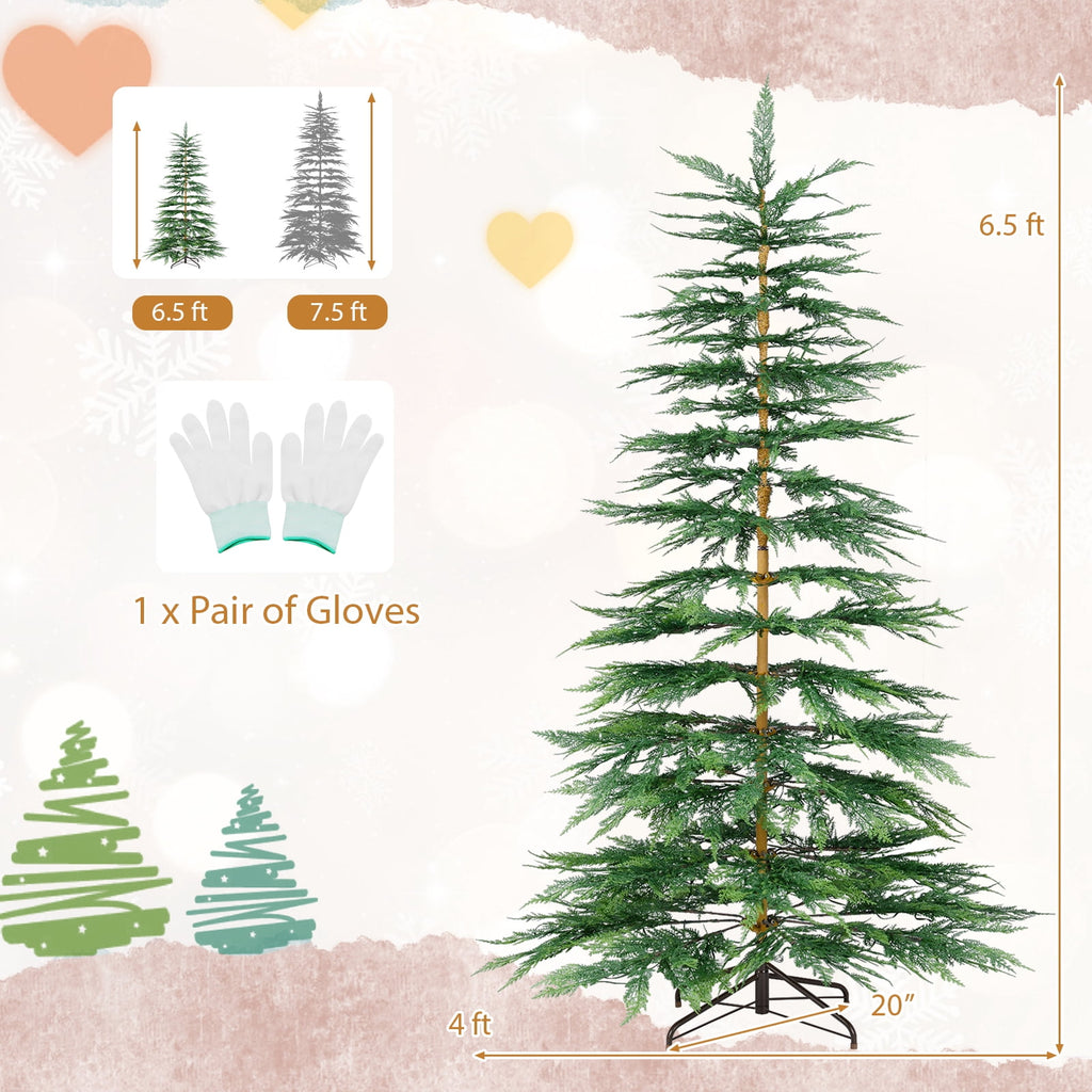 Costway 6.5 FT Pre-Lit Cypress Christmas Tree Hinged with 470 PE Branch Tips Timer & 430 Lights