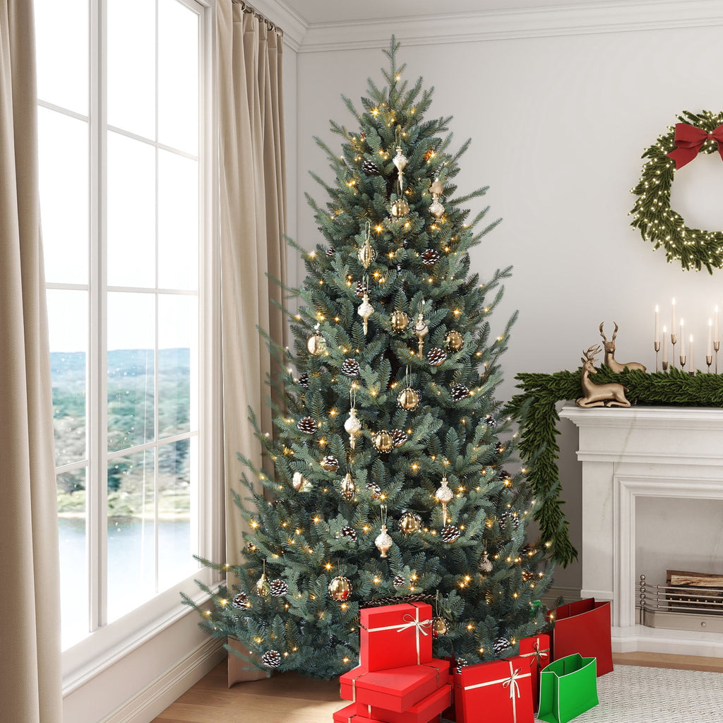 Dextrus 7.5 ft Prelit Spruce Christmas Tree with 51 Pine Cones, Hinged Artificial Christmas Tree with 1938 PE&PVC Tips & 500 Lights,11 Light Modes, Remote Control