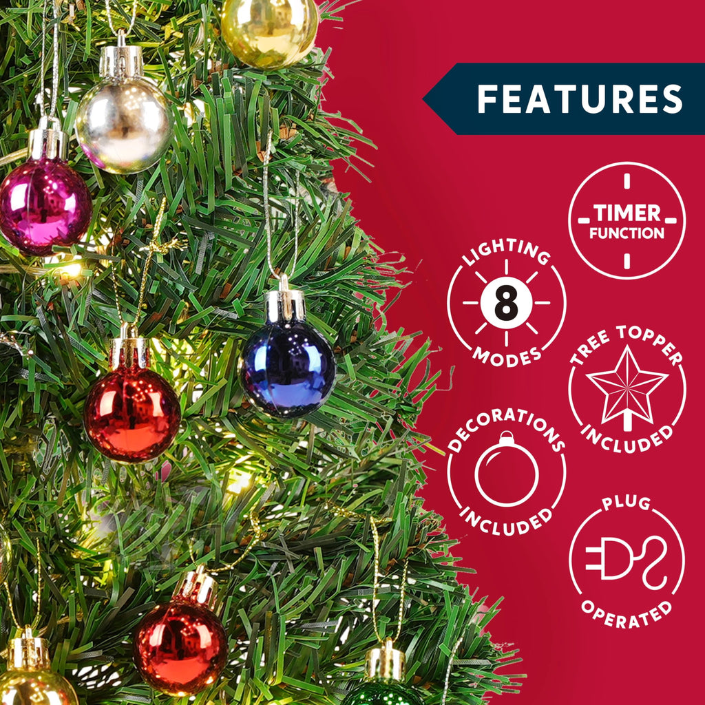 Joyfy 24in Prelit Tabletop Christmas Tree with Decoration Kit (Gold, Battery Operated)