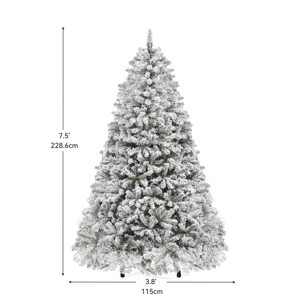 Dextrus 6ft Snow Flocked Artificial Christmas Tree with 250 Lights, Pre-Lit Holiday Christmas Pine Tree with 800 Branch Tips, 8 Light Modes and Foldable Base