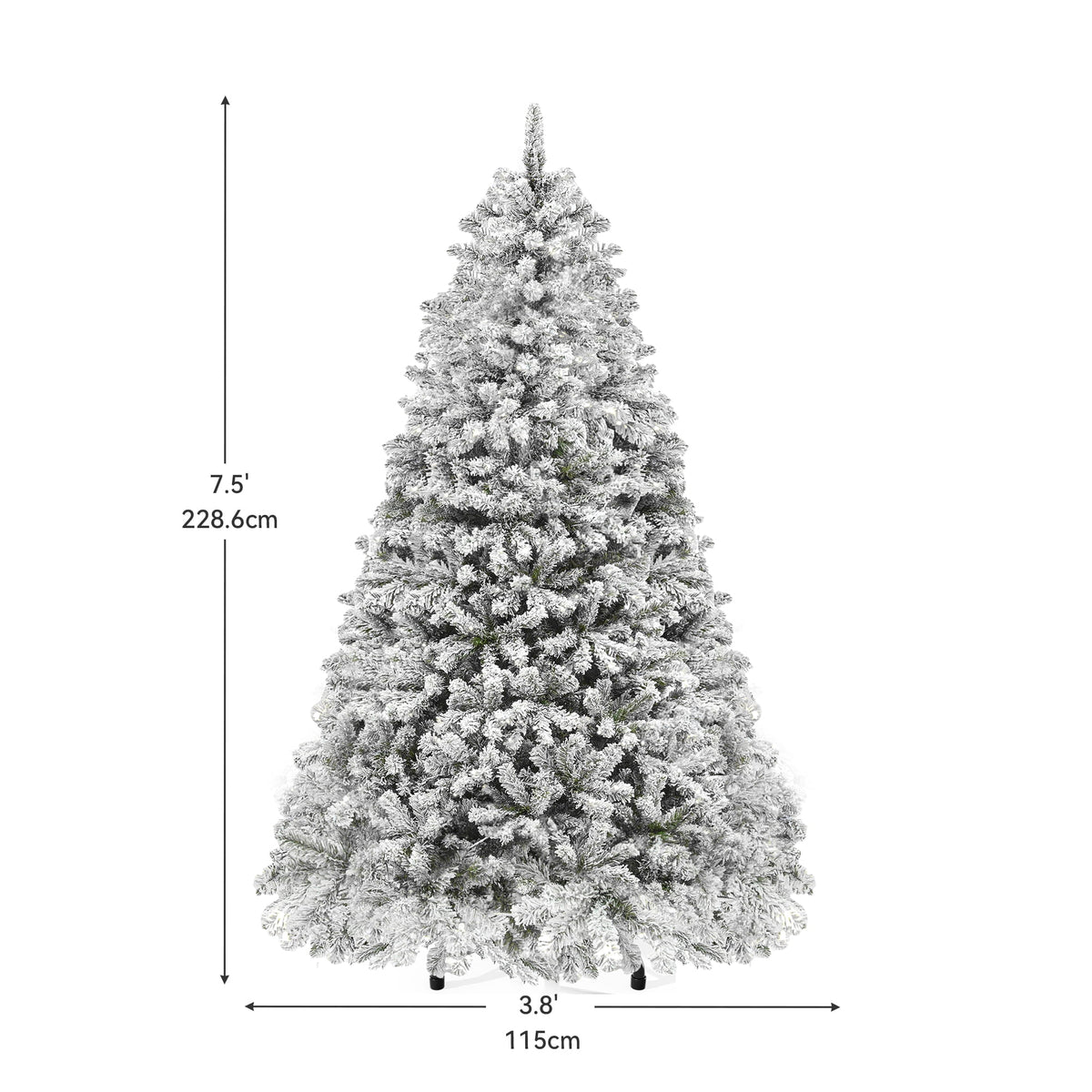 Dextrus 6ft Snow Flocked Artificial Christmas Tree with 250 Lights, Pre-Lit Holiday Christmas Pine Tree with 800 Branch Tips, 8 Light Modes and Foldable Base