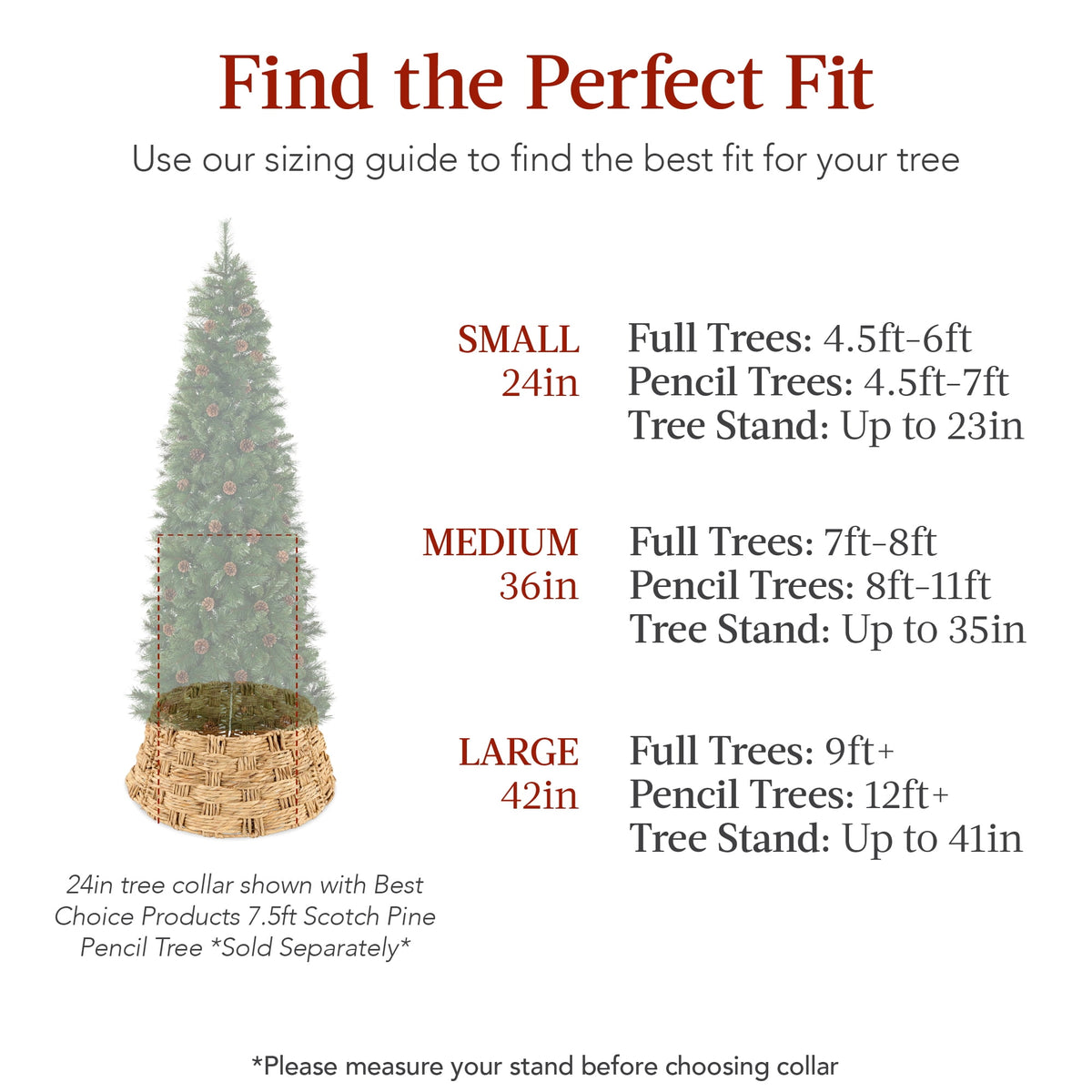 Best Choice Products 42in Basket Woven Hyacinth Christmas Tree Collar, Tree Skirt Accessory w/ Cord Cut-Out - Chestnut