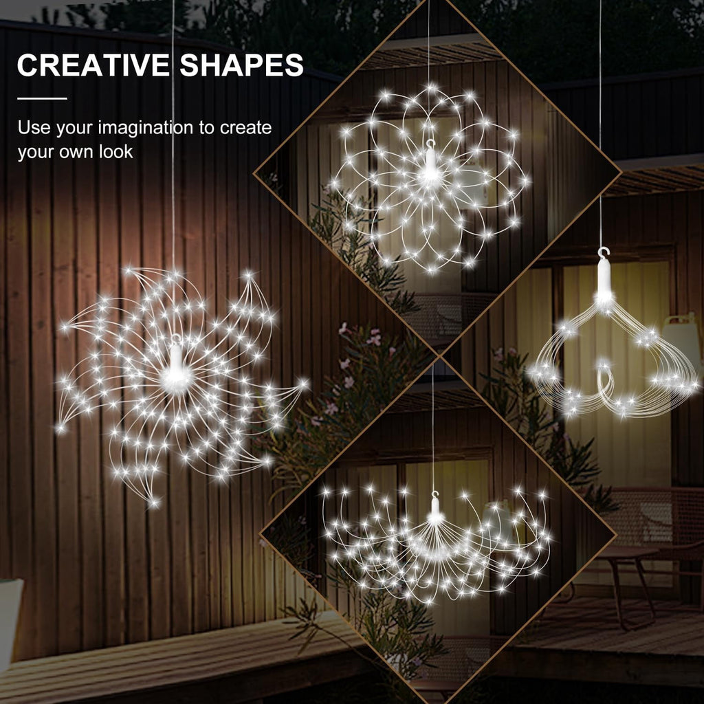 5-Pack LED Firework Lights, 450 LED Starburst String Lights with 8 Modes, Plug In Waterproof Fairy Christmas Lights for Garden Patio Indoor Outdoor Decor, Cool White