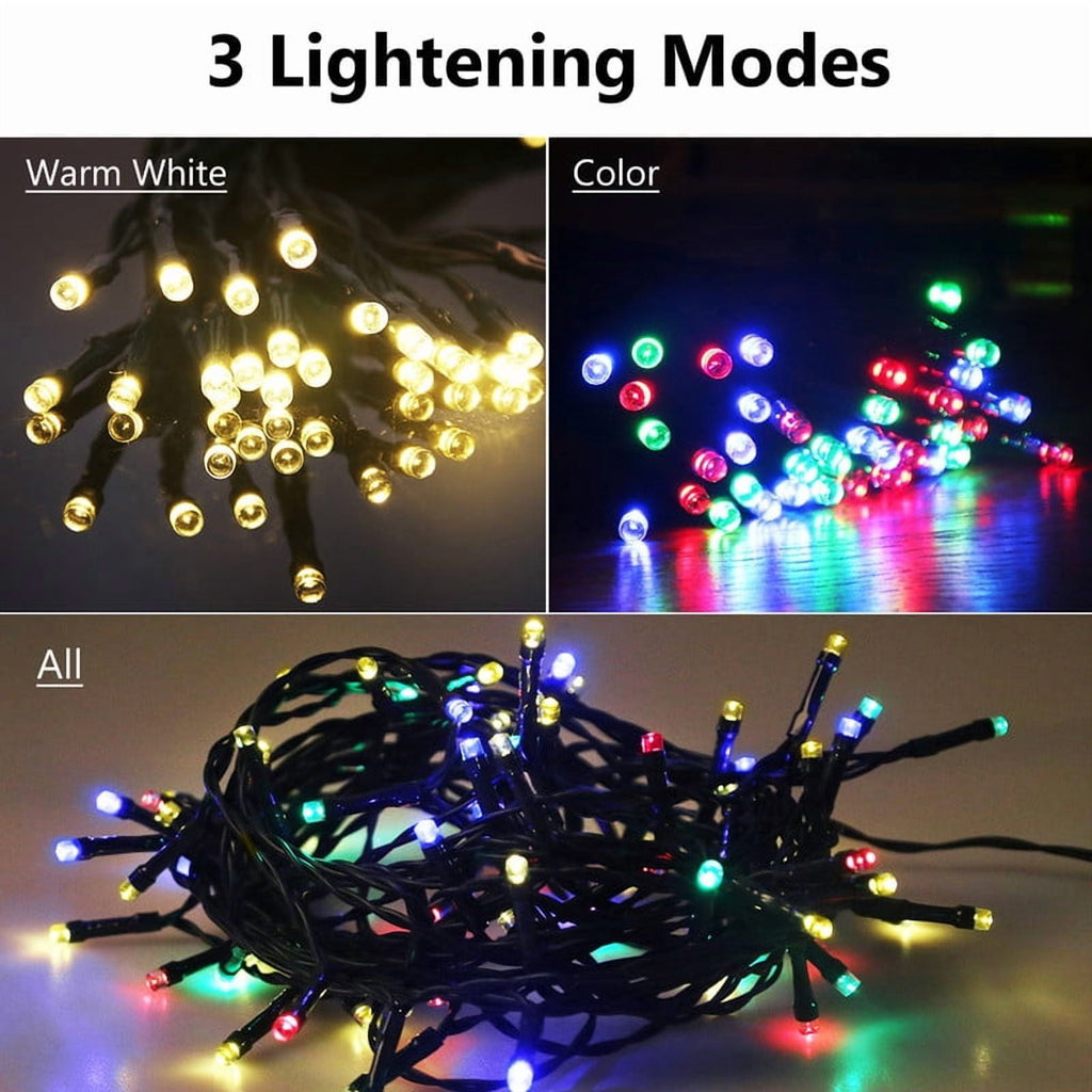 35ft Christmas String Lights with Remote, 75 LED Battery Operated Fairy Lights for Indoor & Outdoor, 3 Colors 9 Light Modes