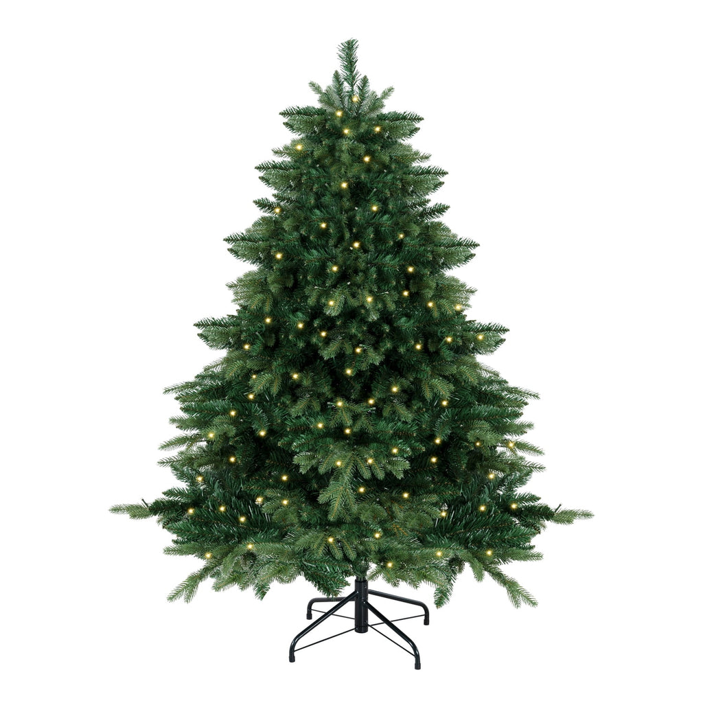 Naomi Home 4.5ft Rustic Christmas Tree with Lights, Realistic Classic Christmas Tree Prelit with 1117 Branch Tips, 300 Warm Lights and Metal Stand, Aritificial Christmas Tree