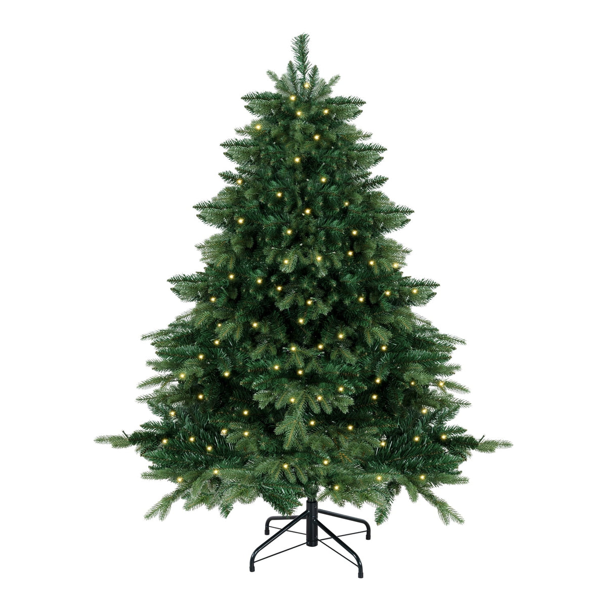 Naomi Home 4.5ft Rustic Christmas Tree with Lights, Realistic Classic Christmas Tree Prelit with 1117 Branch Tips, 300 Warm Lights and Metal Stand, Aritificial Christmas Tree