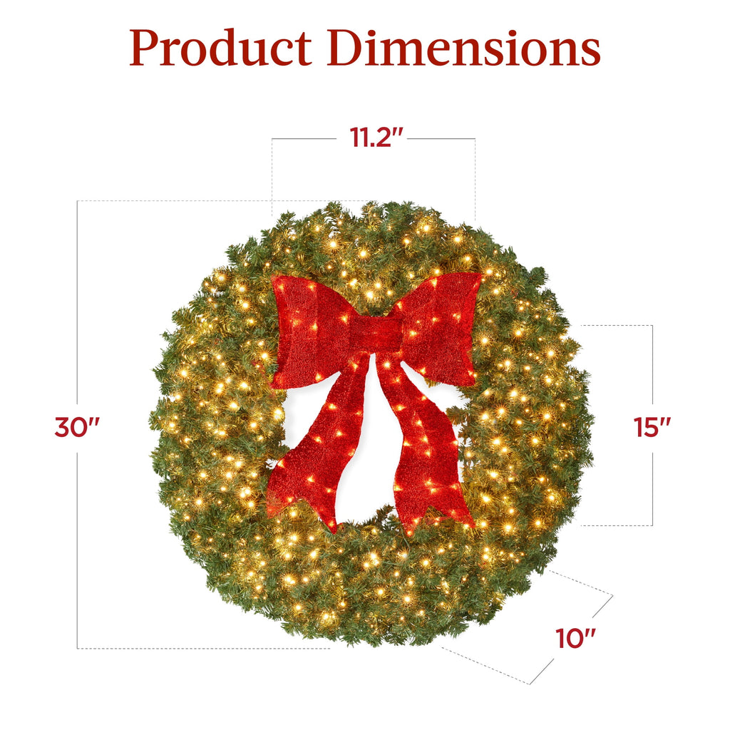 Best Choice Products 48in Artificial Pre-Lit Fir Christmas Wreath Decor w/ Red Bow, 250 LED Lights, 714 Tips, Plug-In
