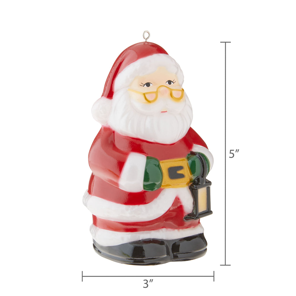 Mr. Christmas 5-inch Mini Lit Blow Mold Santa Ornament, Red