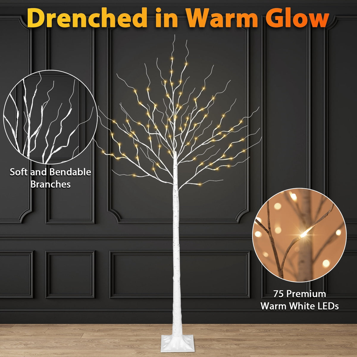 VIVATREES 7.5ft Pre-lit Artificial Christmas Tree Frasier Fir w/ 3325 PVC PE Hinged Branch Tips 450 Multi Color LED Lights Foldable Base