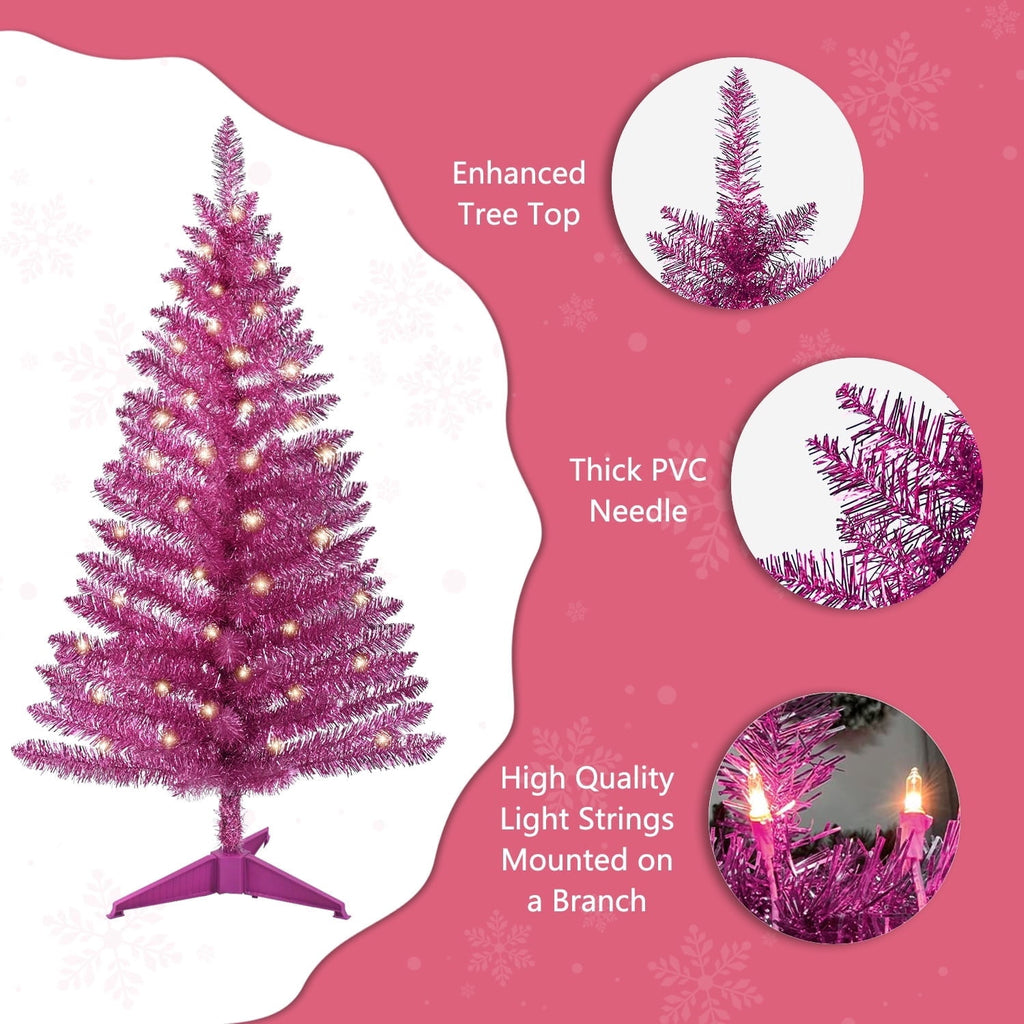 Mayhihi 4FT White Small Christmas Tree with Lights, Artificial Xmas Trees for Home Office