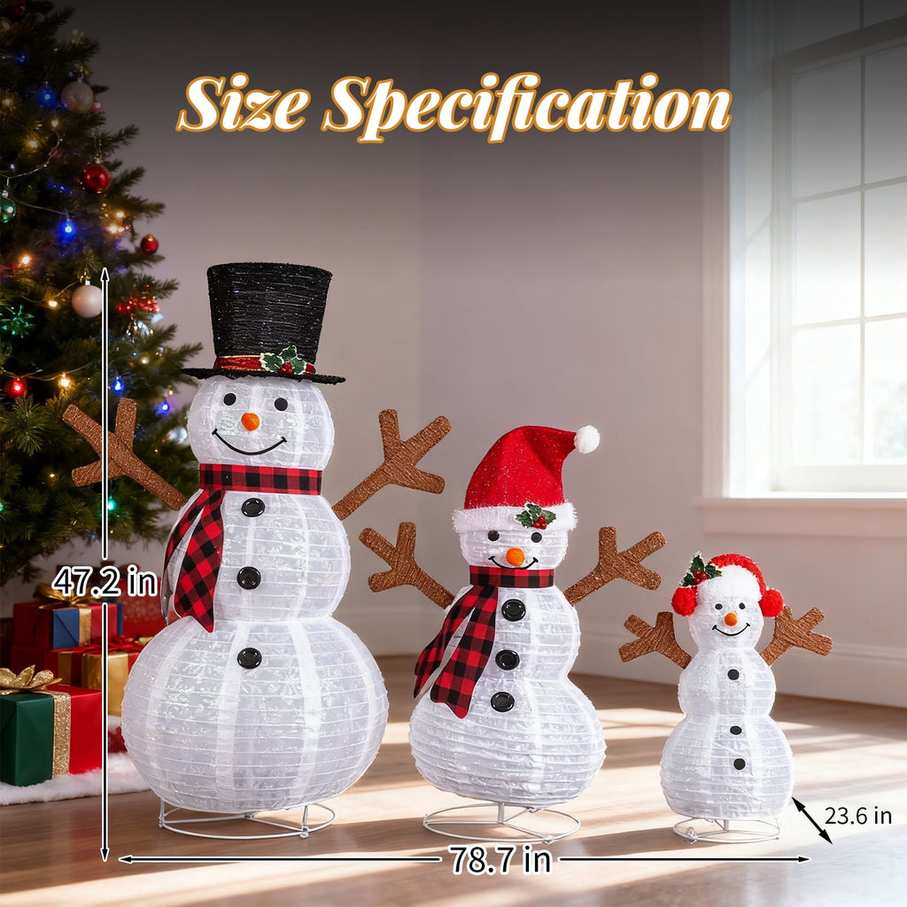 Ktaxon Lighted Christmas 4ft Snowman Family Set Outdoor Yard Decoration LED Lights
