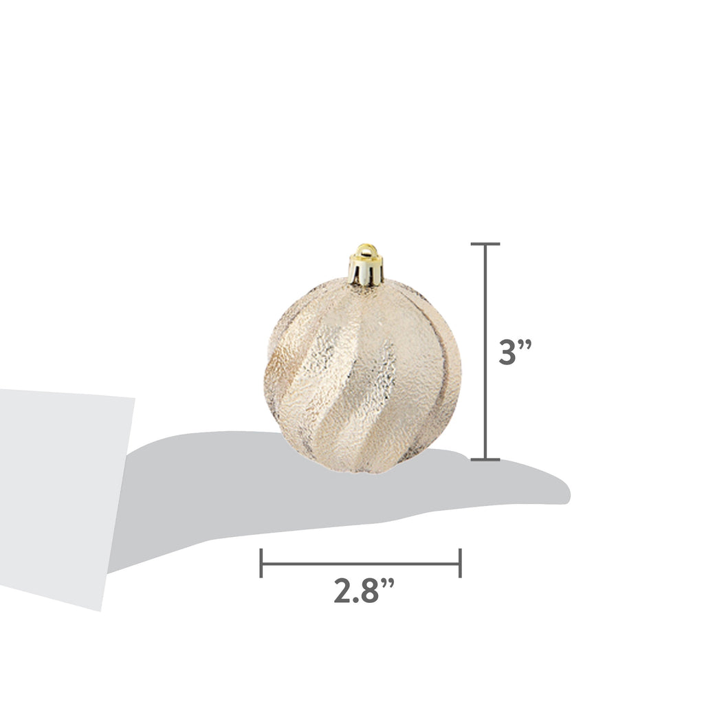 50-Count Champagne and White Ball Shatterproof Christmas Ornaments, 3", by Holiday Time