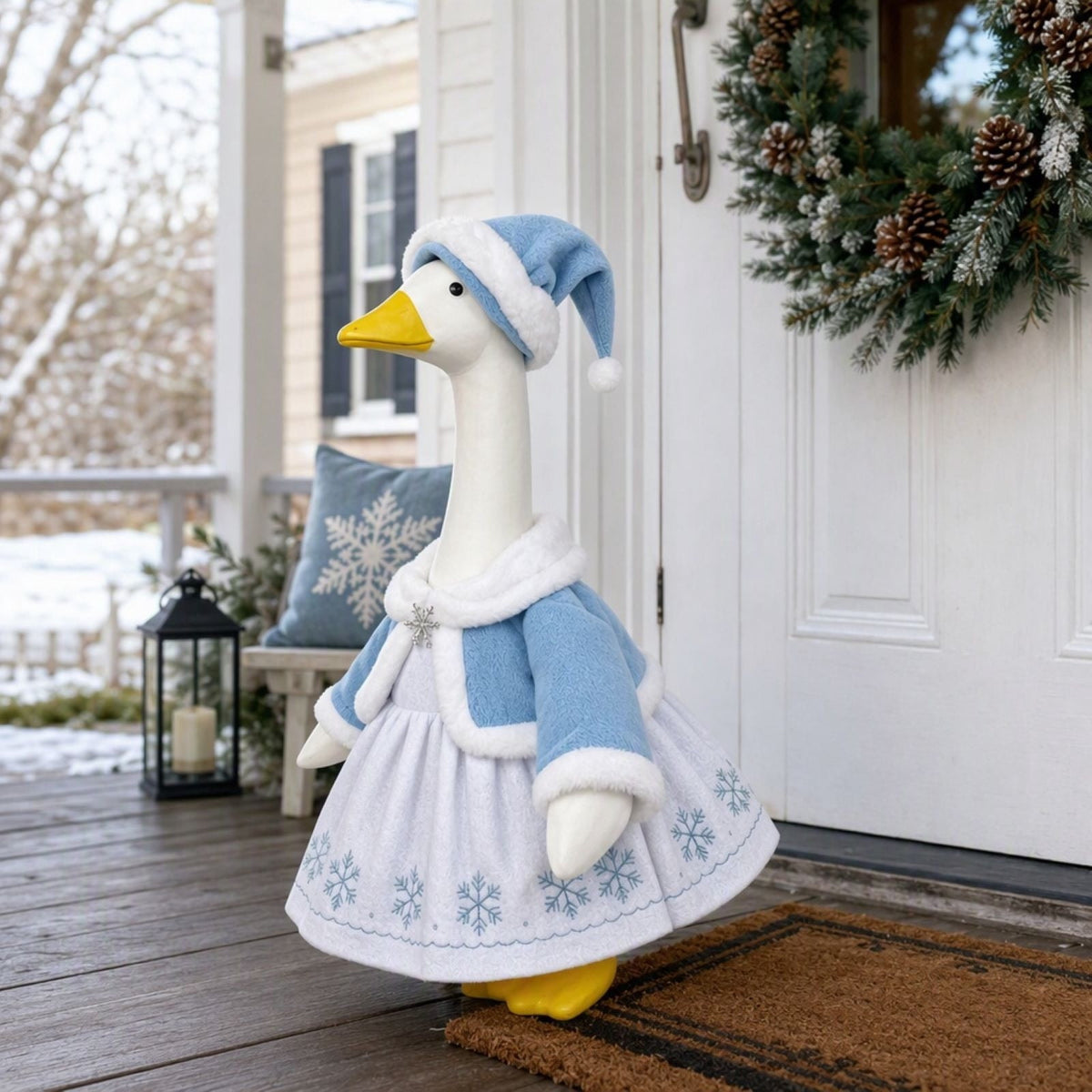 Aurorax Christmas Goose Clothes for Cement Goose Porch Goose 23"/17",Porch Goose Outfit 19 inch,Red Holiday Porch Goose Clothing Accessories for Garden Lawn Yard