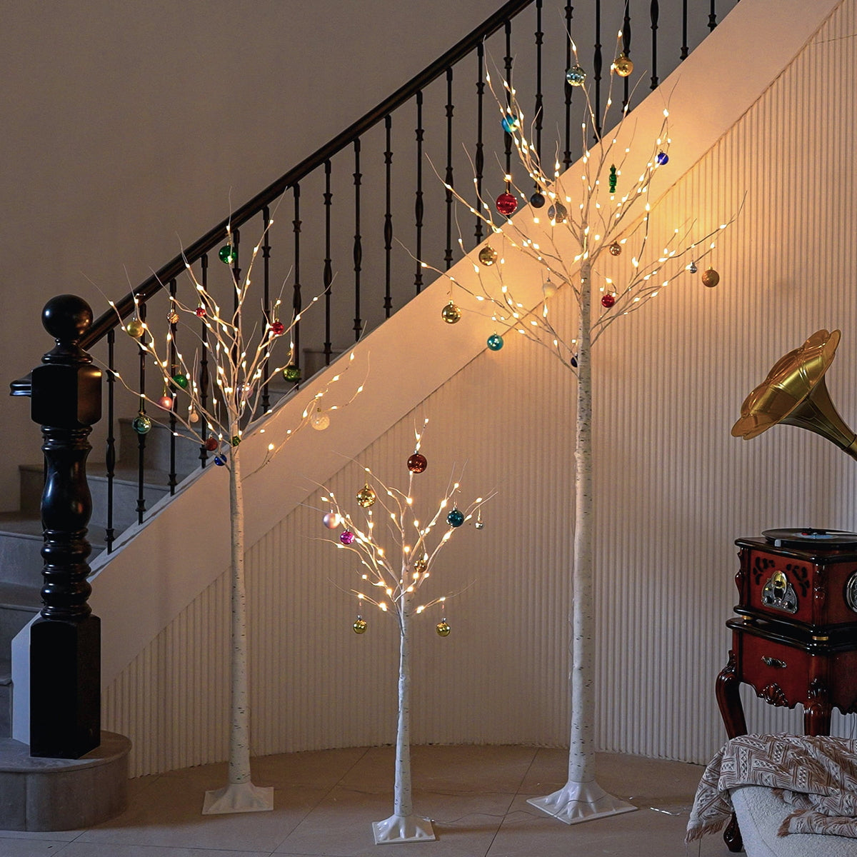 VIVATREES 7.5ft Pre-lit Artificial Christmas Tree Frasier Fir w/ 3325 PVC PE Hinged Branch Tips 450 Multi Color LED Lights Foldable Base
