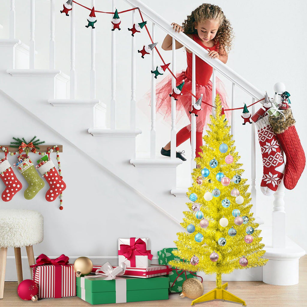 Mayhihi 4FT White Small Christmas Tree with Lights, Artificial Xmas Trees for Home Office