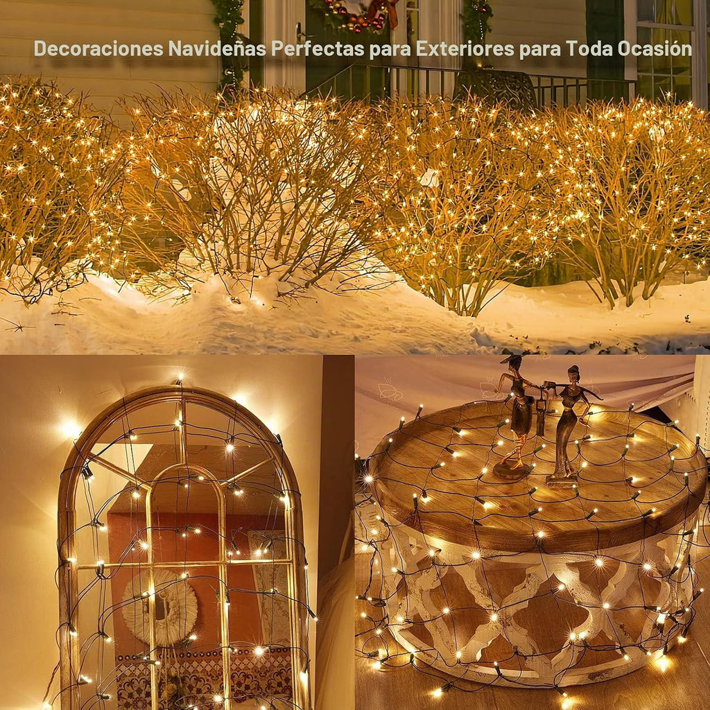 Christmas Net Lights Outdoor, 192 LED 9.8Ft x 6.6Ft Net Lights, Waterproof Christmas Outdoor Mesh Lights for Tree Bushes Holiday Party Garden, Holiday Wedding Party Decorations