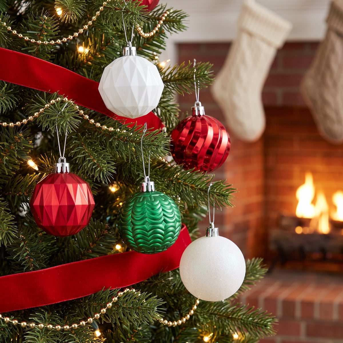 24-Count Red/Green/Gold Ball Shatterproof Christmas Ornaments, 2.8", by Holiday Time