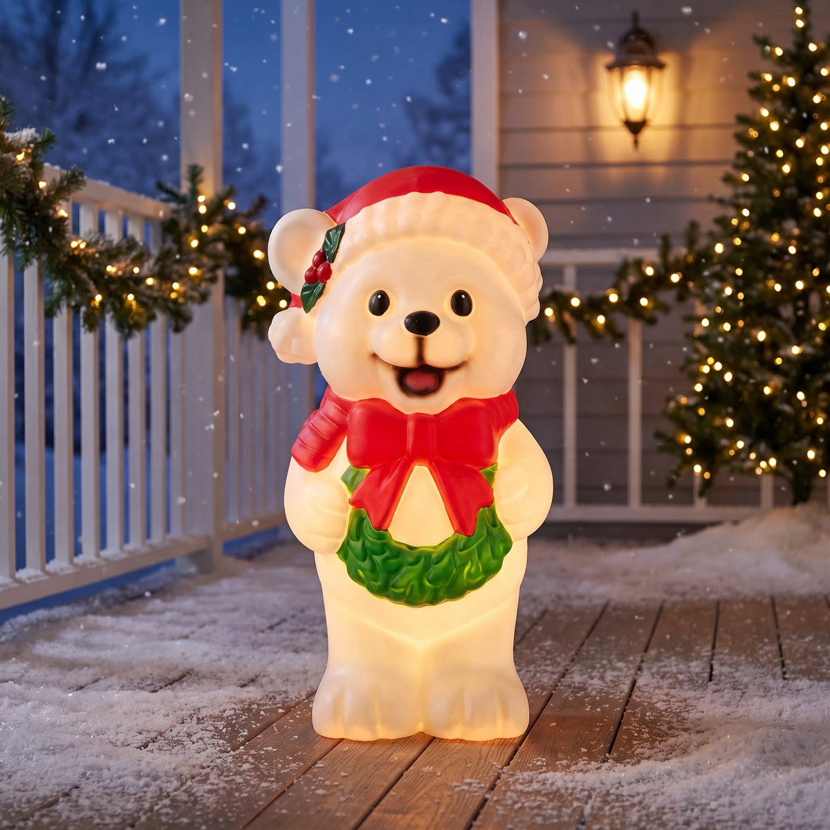 Lighted Blow Mold Polar Bear Christmas Decoration, Multicolor, 24", by Holiday Time