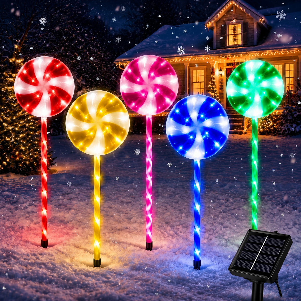 2 Pack Solar Powered Christmas Tree Lights, Outdoor Holiday Decor with 40 Bright LEDs, Waterproof Xmas Garden Decorations for Pathway, Yard, Grave and Lawn
