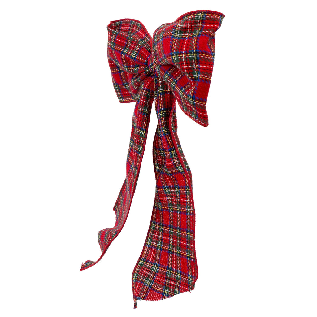 My Texas House Red Plaid Decorative Christmas Bow, 15"