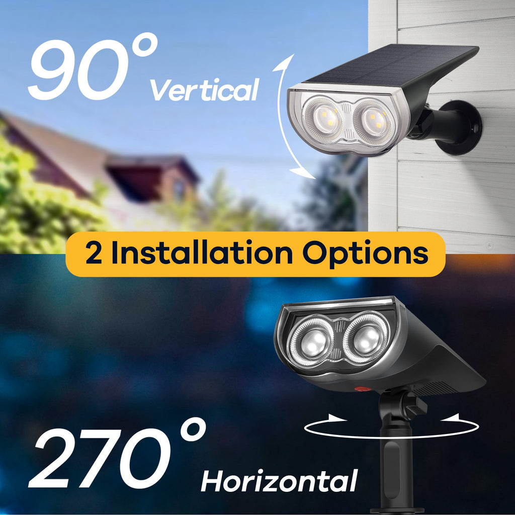 Linkind Solar Lights Outdoor, LED Solar Landscape Spotlights, IP67 Waterproof Outdoor Lighting for Yard, Garden, Pathway, Patio, 2 Pack (Daylight)