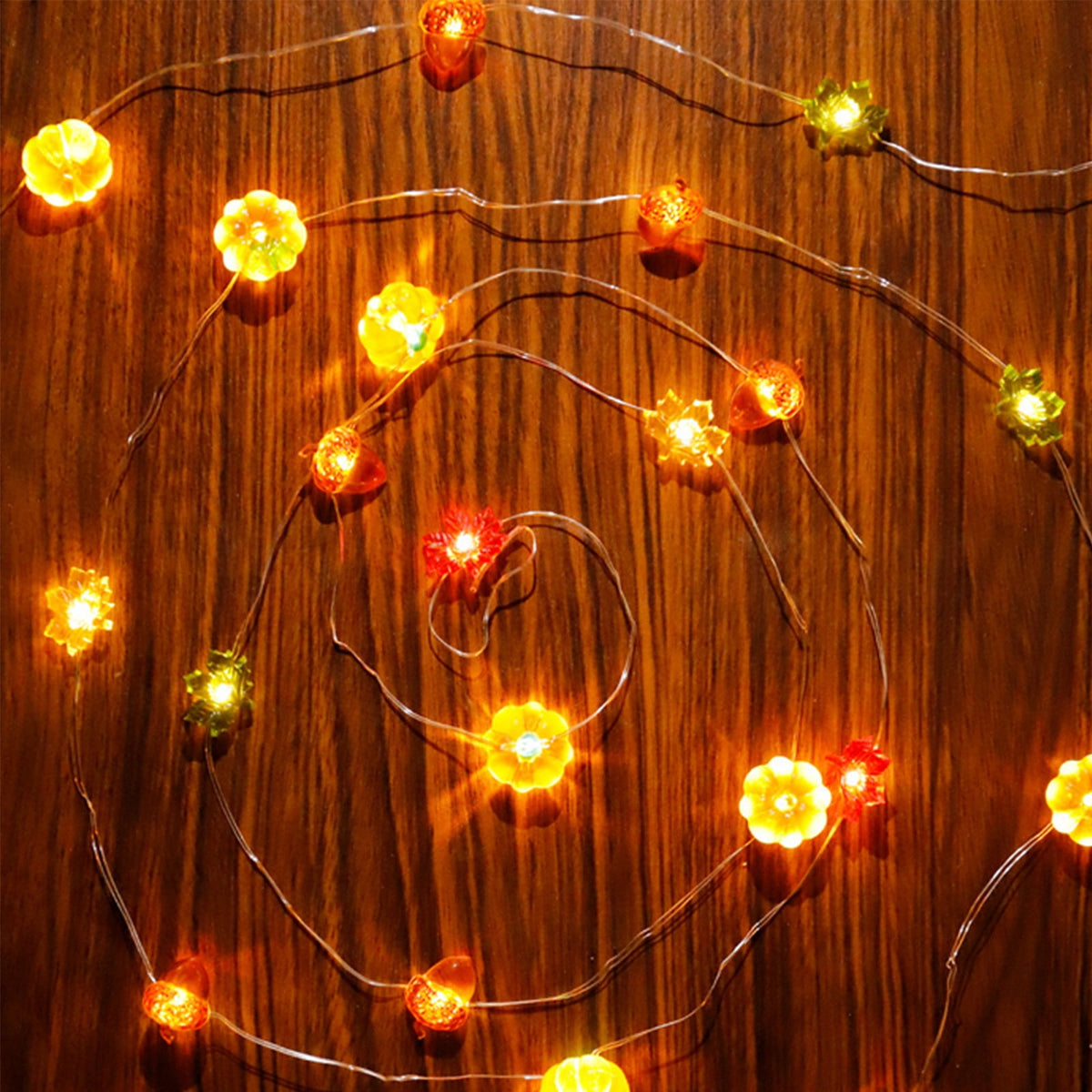 Thanksgiving Decoration Acorn 3D Pumpkin Maple Leaf String Lights Battery Operated 6.5ft 10 LEDs Orange Fall Lights for Home Autumn Garland Harvest Halloween Party Christmas Decor