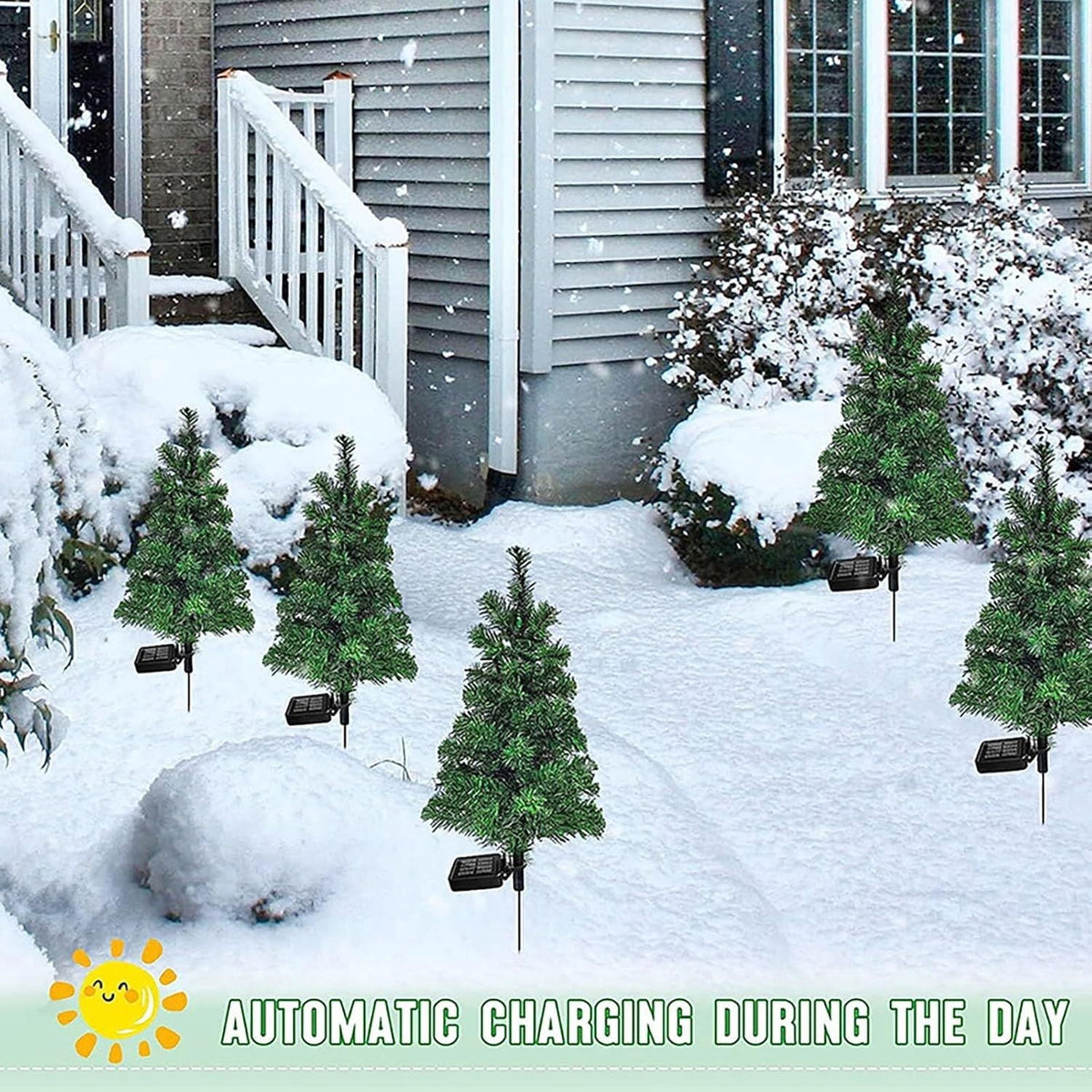 Solar Christmas Pathway Lights for Outdoor Decorations,Outside Christmas Tree Stake Lights,Waterproof Xmas Garden Stake Lights Patio Yard Garden Lawn Holiday Decor