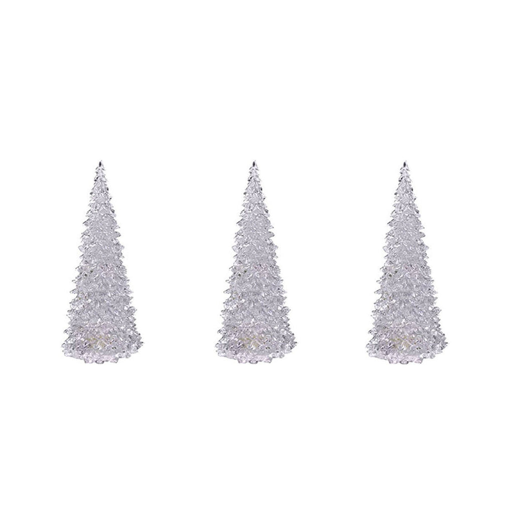Bouanq 2/3/5PCS LED Christmas Tree Lights, Mini Acrylic Light Up Christmas Tree Lights, Color Changing Xmas Table Decorations Indoor, Holiday for Bedroom Table