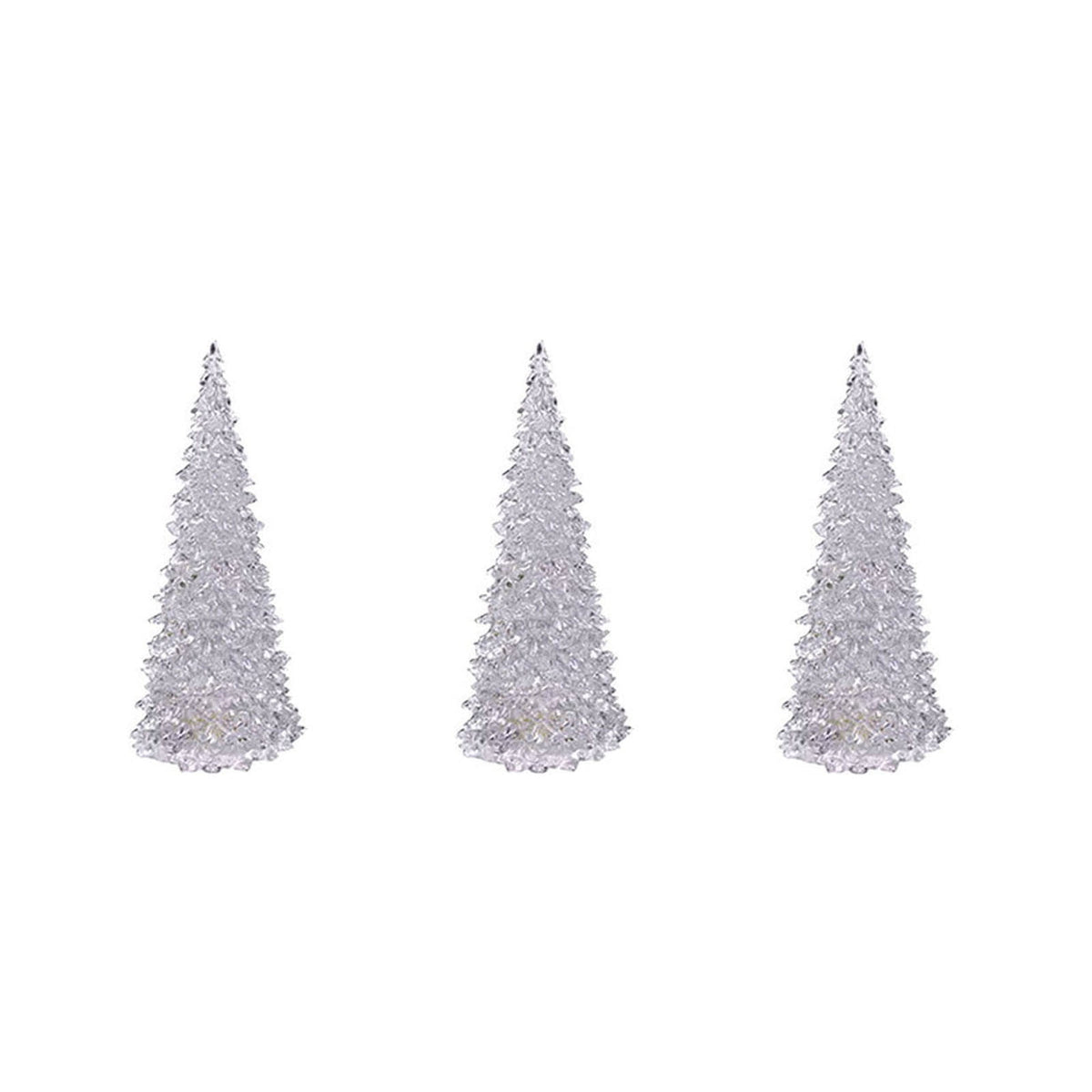 Bouanq 2/3/5PCS LED Christmas Tree Lights, Mini Acrylic Light Up Christmas Tree Lights, Color Changing Xmas Table Decorations Indoor, Holiday for Bedroom Table