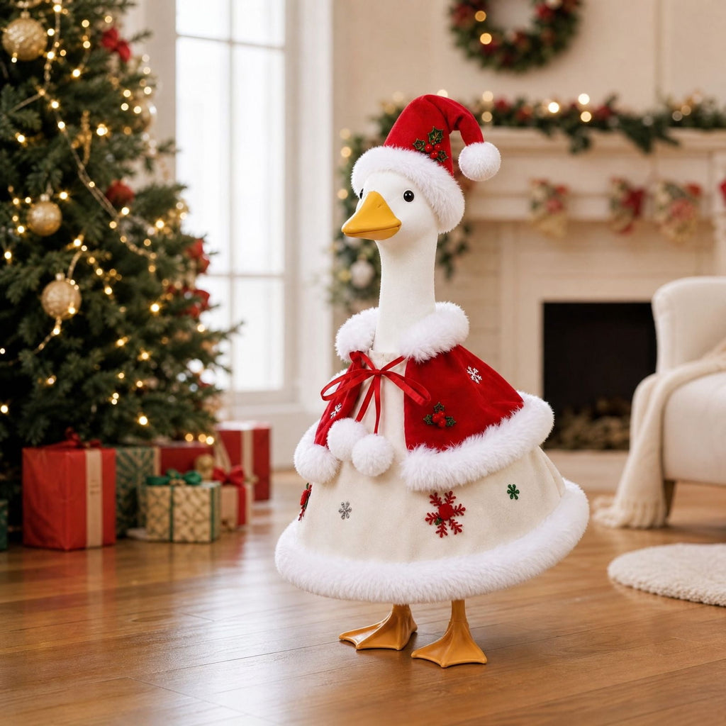 Aurorax Christmas Goose Clothes for Cement Goose Porch Goose 23"/17",Porch Goose Outfit 19 inch,Red Holiday Porch Goose Clothing Accessories for Garden Lawn Yard