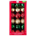 50-Count Red/Green/Gold Ball Shatterproof Christmas Ornaments, 3", by Holiday Time