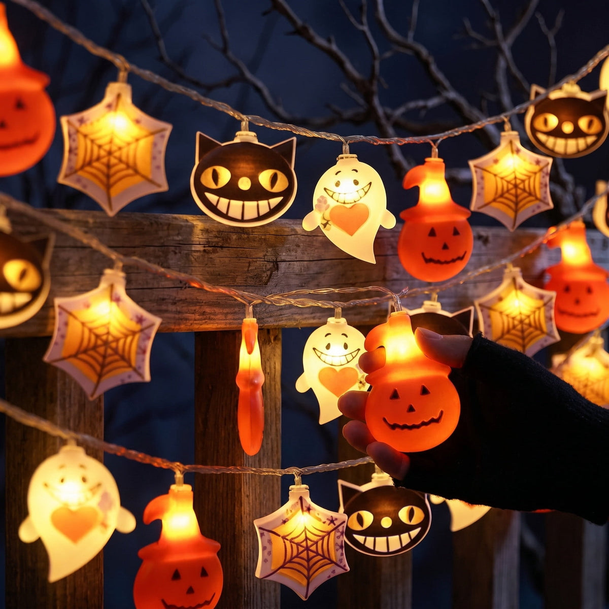 AZXY Halloween String Lights, Ghost Shaped White Halloween Lights, Indoor Outdoor Halloween Decor, Halloween Party Indoor Decor, Battery 5 FT Halloween Decorations, Stair Mantel Patio Halloween Decor